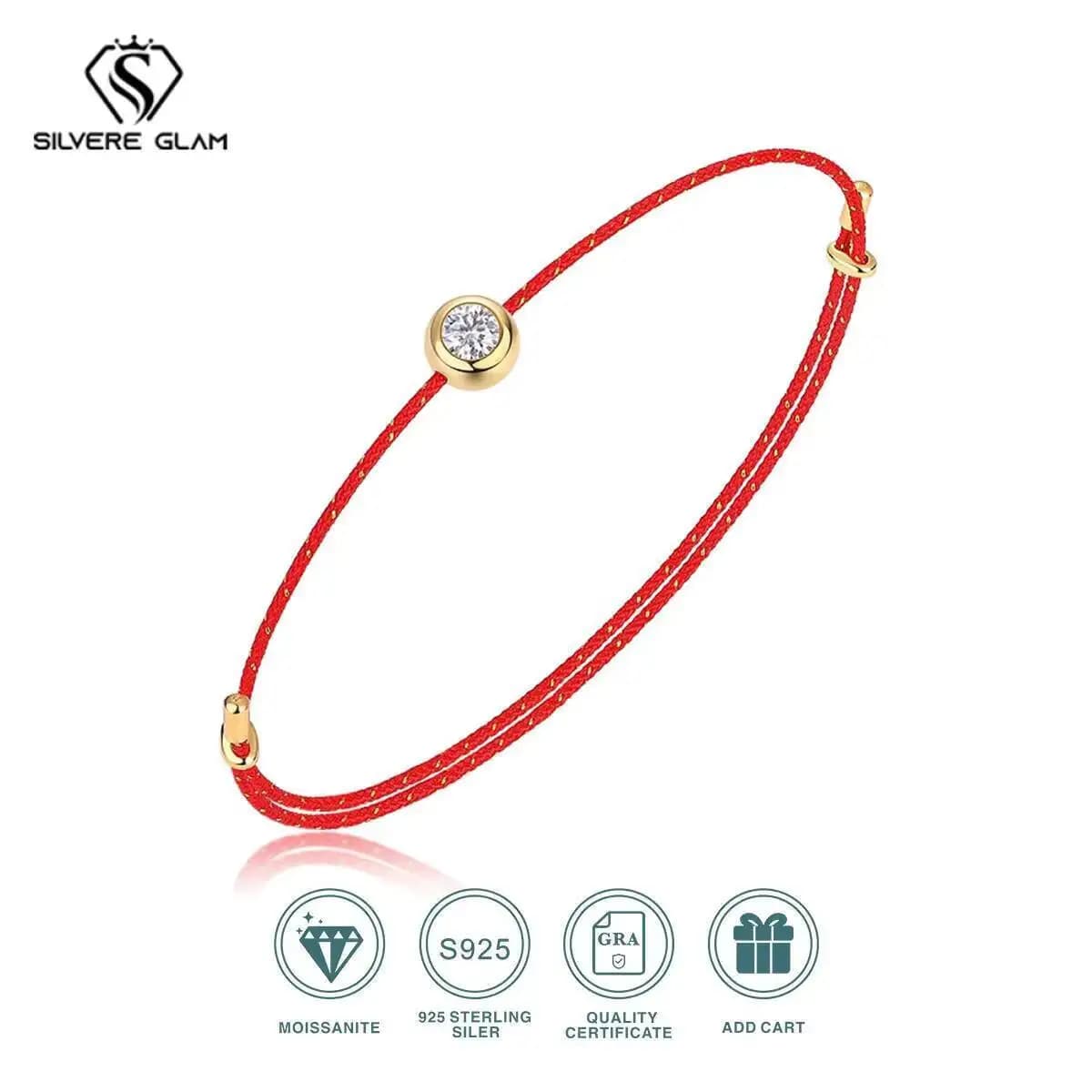 SG D Color VVS1 Moissanite Bracelet Certified 0.3ct Lab Diamond, Adjustable Cord In 6 Colors, Elegant Jewelry For Wom