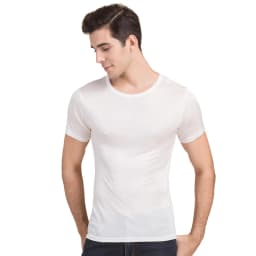 SuyaDream Mens T shirt knitted Natural Silk Solid O neck Short Sleeved Solid Tee Beige White Navy 2025 New Spring Summer Top