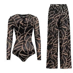 Women's Long Sleeve Swimwear Sunscreen One Piece Swimsuit High Elastic Thickened Mesh Loose Pants SPF35+ New Fitness Beachwear