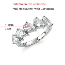 Smyoue 4*6mm Pear Cut 5 Stones Moissanite Rings for Women Luxury Dating Wedding Band Promise Real S925 Sterling Silver Jewelry