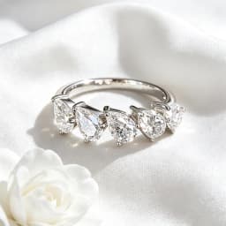 Smyoue 4*6mm Pear Cut 5 Stones Moissanite Rings for Women Luxury Dating Wedding Band Promise Real S925 Sterling Silver Jewelry