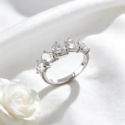 Smyoue 4*6mm Pear Cut 5 Stones Moissanite Rings for Women Luxury Dating Wedding Band Promise Real S925 Sterling Silver Jewelry