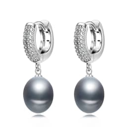Top Quality 925 Silver Earrings with Natural Pearls Women, Precious Stone Bridal White Hanging Hoop Pearl Earrings Girl Jewelry