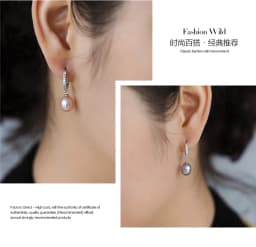 Wedding Natural White Pearl Earrings Woman,925 Silver Black Freshwater Hoop Pearl Earrings Jewelry Wife Gifts Pink