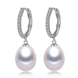 Wedding Natural White Pearl Earrings Woman,925 Silver Black Freshwater Hoop Pearl Earrings Jewelry Wife Gifts Pink