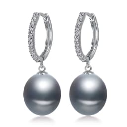 Wedding Natural White Pearl Earrings Woman,925 Silver Black Freshwater Hoop Pearl Earrings Jewelry Wife Gifts Pink