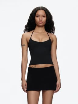 Tank Top with Multiple Colors and Tie Straps, Metal Accessories, Hollow Back Design, Slim Fit, Backless Top, Suitable for Layering or Wearing Alone, U-Neck Tank Top