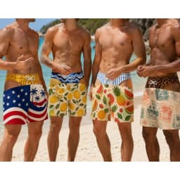 Funny Men Swim Trunks Blue Stripe Pattern Fake Buttock Swim Trunks for Men Beach Shorts Hawaii Theme Style Beach Shorts Fun Gift
