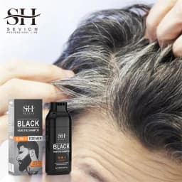 SEVICH 5 In1 Men's Black Hair & Beard Dye Shampoo Instant Gray Coverage Pure Plant-Based Instant Hair Dye Cream Beard Hair Care