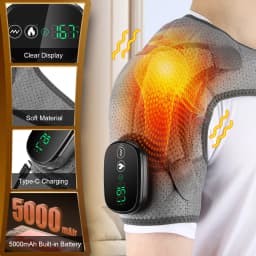 Electric Heating Shoulder Massager Vibration Cordless Massage Belt Pad Hot Compress
