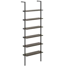 6-tier Ladder Shelf 72 Inches Industrial Wall Mounted Bookshelf Oak