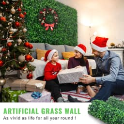 SucceBuy Artificial Boxwood Panel 24pcs 20x20/24x16 in Boxwood Hedge Wall Panels Artificial Grass Backdrop Wall Green Grass