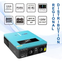 SWIPOWER 4000VA 3600W Hybrid Solar Inverter 120A MPPT Charger 24VDC to 120VAC PV（60~450VDC）