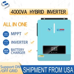 SWIPOWER 4000VA 3600W Hybrid Solar Inverter 120A MPPT Charger 24VDC to 120VAC PV（60~450VDC）