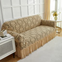 XM-Luvetoria 1pc European Jacquard Non-slip Sofa Slipcover with Skirt Relief Embossed Sofa Covers For Bedroom Office Living Room Home Decor