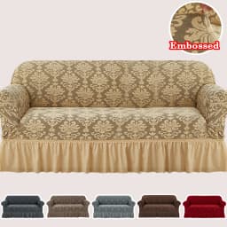 XM-Luvetoria 1pc European Jacquard Non-slip Sofa Slipcover with Skirt Relief Embossed Sofa Covers For Bedroom Office Living Room Home Decor