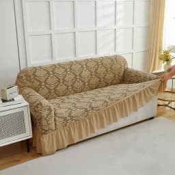 XM-Luvetoria 1pc European Jacquard Non-slip Sofa Slipcover with Skirt Relief Embossed Sofa Covers For Bedroom Office Living Room Home Decor