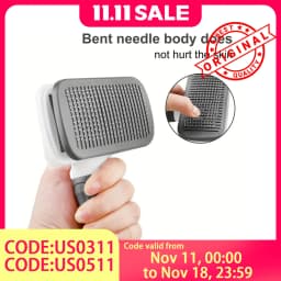 2-in-1 Pet Grooming Brush - Massaging Deshedder with Easy Cleanup