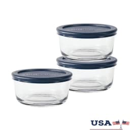 Glass Storage Containers Set of 3 BPA-Free Food Storage Round 2 Cup Microwave Safe Dishwasher Safe Stackable Storage Jars