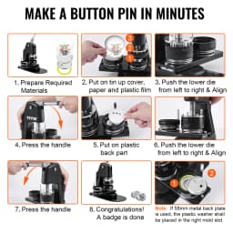 SucceBuy 25+58MM/32+58MM Badge Maker Machine DIY Button Pin with 500Pcs Free Parts Press Kit Circle Manufacture Button Tool