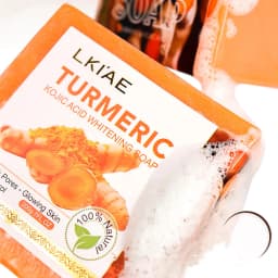 LKIAE Organic Turmeric Soap, Handmade, Whitening, for All Skin Types, Remove Black Spots, Melanin, Acne, For Face, Body, 200g