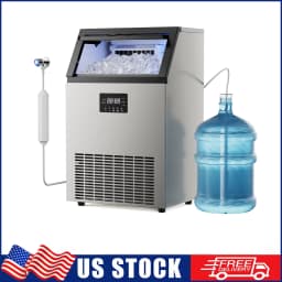 Commercial Ice Maker Machine Stainless Steel Under Counter Ice Maker with 34LBS Ice Bin Freestanding Ice Machine for Home Cafe