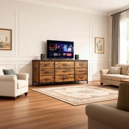 TV Stand with 9 Wide Drawer Dresser, 47 inch Long Dresser for Bedroom, Sturdy Metal Frame, Hallway, Entryway,Customized
