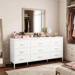 TV Stand with 9 Wide Drawer Dresser, 47 inch Long Dresser for Bedroom, Sturdy Metal Frame, Hallway, Entryway,Customized