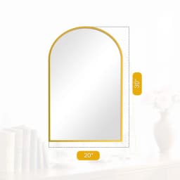 JHK 26"x38" Arched Metal Framed Mirror for Wall Matte Metal Framed Modern Dressing Mirror Tempered Glass Bedroom Living Room