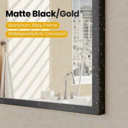 JHK 26"x38" Arched Metal Framed Mirror for Wall Matte Metal Framed Modern Dressing Mirror Tempered Glass Bedroom Living Room