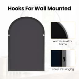 JHK 26"x38" Arched Metal Framed Mirror for Wall Matte Metal Framed Modern Dressing Mirror Tempered Glass Bedroom Living Room