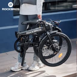 ROCKBROS 20 Inches Folding Bike Lightweight Portable Carbon Steel Frame 7-Speed Shifter Disc Brake Daily Commute Folding Bicycle