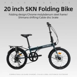 ROCKBROS 20 Inches Folding Bike Lightweight Portable Carbon Steel Frame 7-Speed Shifter Disc Brake Daily Commute Folding Bicycle