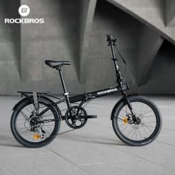 ROCKBROS 20 Inches Folding Bike Lightweight Portable Carbon Steel Frame 7-Speed Shifter Disc Brake Daily Commute Folding Bicycle