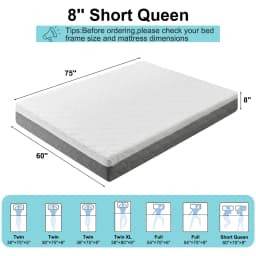 5/6/8/10/12 Inch Medium Firm Mattress, Cool Gel Memory Foam Bed Mattress for Pressure Relief & Comfort Sleep, CertiPUR-US Certif