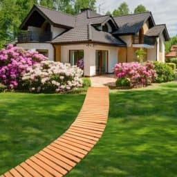 12ft Wooden Garden Pathway Roll – Outdoor Walkway Mat for Lawn Patio Backyard Roll Out Wood Stepping Stone Path
