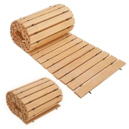 12ft Wooden Garden Pathway Roll – Outdoor Walkway Mat for Lawn Patio Backyard Roll Out Wood Stepping Stone Path