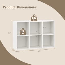 6-Cube Bookcase Modern 3-Tier Storage Organizer Horizontal Vertical Bookshelf
