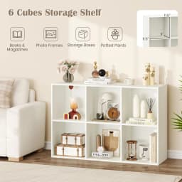 6-Cube Bookcase Modern 3-Tier Storage Organizer Horizontal Vertical Bookshelf