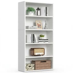 MCQ 5 Tier Wooden Bookshelf Black 53 Inch Tall Bookcase Standing Open Book Shelf Organizer Adjustable Display Storage Shelves