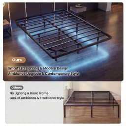 HOOMIC Twin/Full/Queen/King Size Heavy Duty Floating Bed Frame with Smart LED Lights and Charging Station, No Box Spring Needed