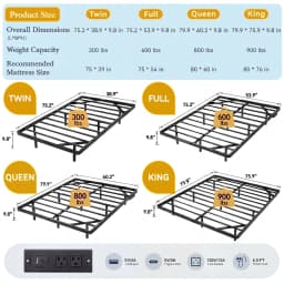 HOOMIC Twin/Full/Queen/King Size Heavy Duty Floating Bed Frame with Smart LED Lights and Charging Station, No Box Spring Needed