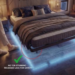 HOOMIC Twin/Full/Queen/King Size Heavy Duty Floating Bed Frame with Smart LED Lights and Charging Station, No Box Spring Needed