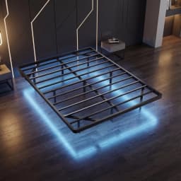 HOOMIC Twin/Full/Queen/King Size Heavy Duty Floating Bed Frame with Smart LED Lights and Charging Station, No Box Spring Needed