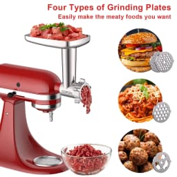 Metal Meat Grinder Attachment for KitchenAid Stand Mixer with 4 Grinding Plates 3 Sausage Tubes 2 Blades