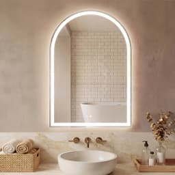 JHK Arched LED Bathroom Vanity Mirror for Wall Backlit Mirror with 3-Color Lights Memory Function Tempered Glass For Living Room
