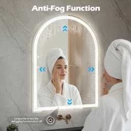 JHK Arched LED Bathroom Vanity Mirror for Wall Backlit Mirror with 3-Color Lights Memory Function Tempered Glass For Living Room