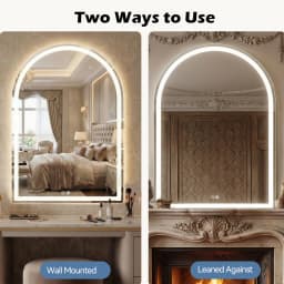 JHK Arched LED Bathroom Vanity Mirror for Wall Backlit Mirror with 3-Color Lights Memory Function Tempered Glass For Living Room