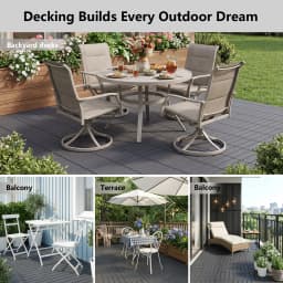 Plastic Interlocking Deck Tiles (84 Pack) - 12"x12" Outdoor Patio Flooring, Decking Tiles for Poolside, Backyard, Balcony