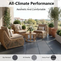 Plastic Interlocking Deck Tiles (84 Pack) - 12"x12" Outdoor Patio Flooring, Decking Tiles for Poolside, Backyard, Balcony